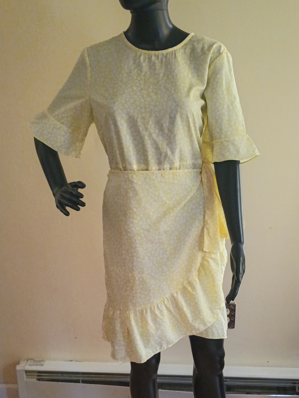 Vero Moda Pale Yellow Floral Wrap Midi Dress